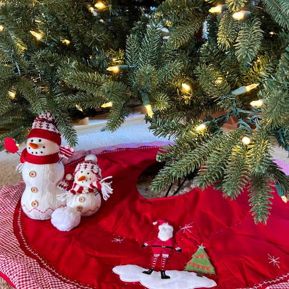 Santa Christmas Quilted Cotton Tree Skirt|Xmas Tree Bottom Decoration,54" Large - Picture 7 of 9